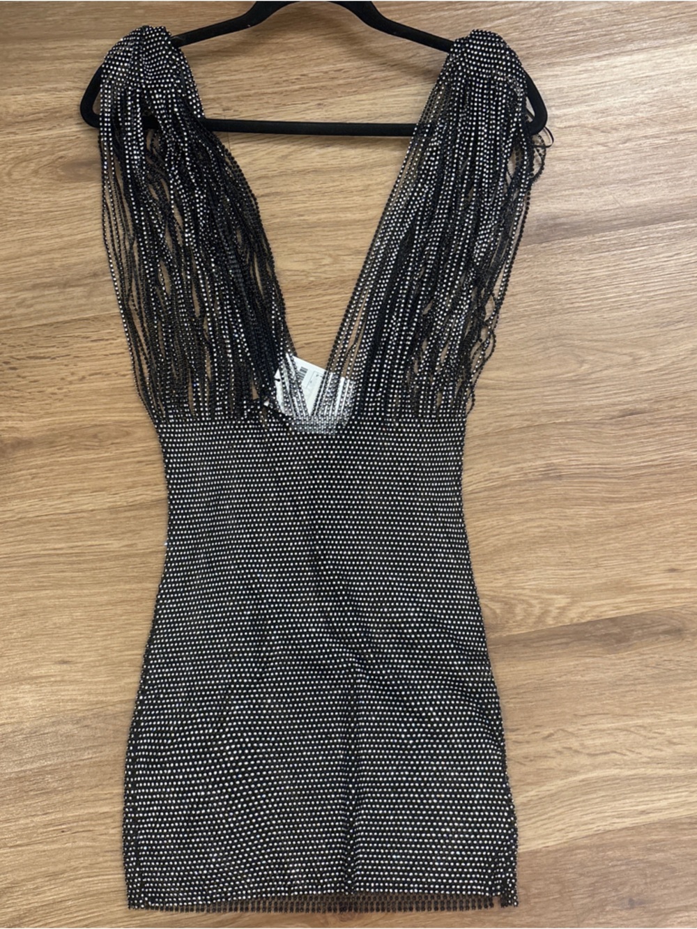 Zara Black Silver Beaded Mini Dress